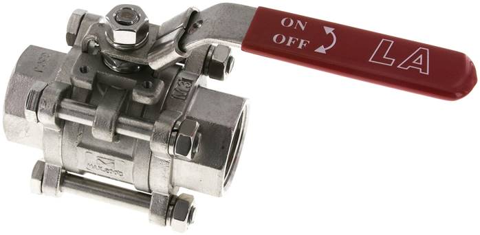 3-teiliger Edelstahl-Kugelhahn, NPT 1-1/4", 0 bis 63bar