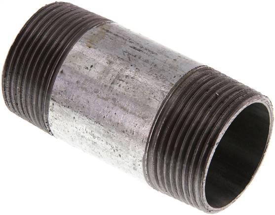 Rohrdoppelnippel R 1-1/4"-80mm, Stahlrohr ST 37 verzinkt