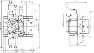 Reihenleiste (9-fach) für SC/SCE300 (5/2 und 5/3-Wege)