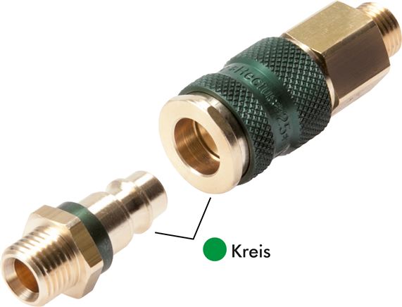 Schnellkupplung (NW7,2) G 1/2"(AG), grün, Kreis Ø 12,5 mm