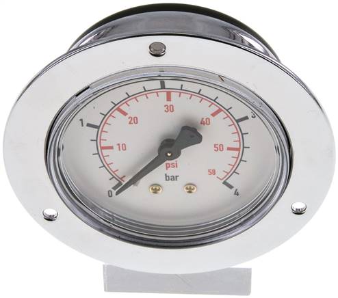 Einbaumanometer (CrNi/Ms), Frontring, 63mm, 0 - 4 bar