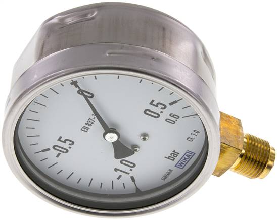 Manometer senkrecht (CrNi/Ms), 100mm, -1 bis 0,6 bar