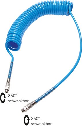 PUR-Spiralschlauch G 1/4"-10 x 6,5 mm, 8,0 mtr. Arbeitslänge