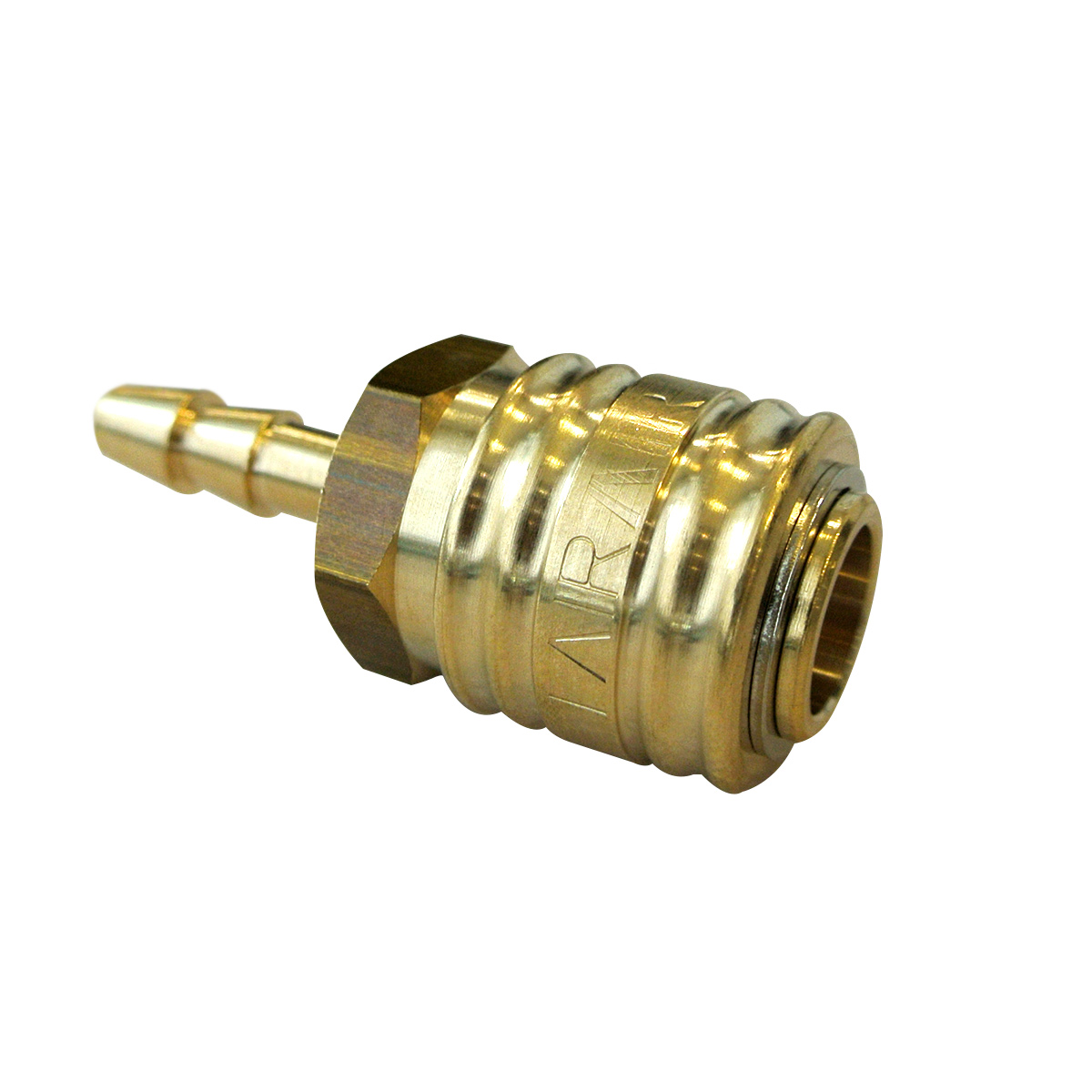 FAIRAIR Schnellkupplung SK-7,2-6, NW 7,2 Tülle LW 6, Messing blank, einhändig bedienbar, FA60007