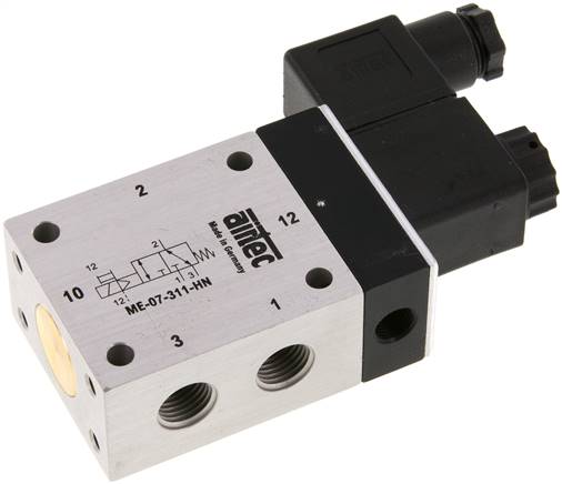 3/2-Wege Magnetventil mit Fremdluftanschluss, G 1/4" (Pilot G 1/8") 12V=, 0 bis 10 bar