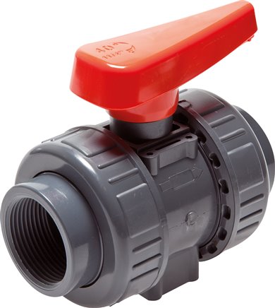 Kugelhahn, PVC-U / FKM, Rp 1/2" (Industrieausführung)