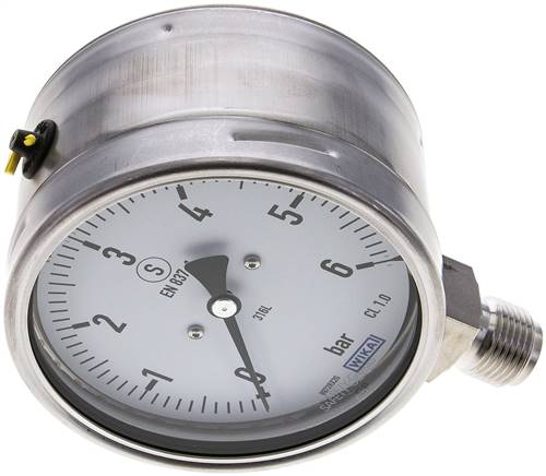 Sicherheits-Manometer senkrecht, 100mm, 0 - 6 bar