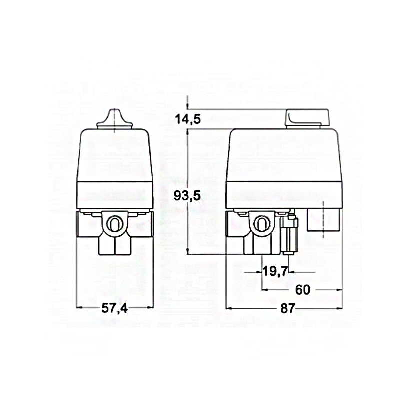 Condor Druckschalter MDR 1/11 EA 2,5-11 bar 212140 Anschluss F4 G1/4"Alu