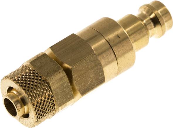 Kupplungsstecker (NW5) 8x6mm Schlauch, Messing, beidseitig absperrend