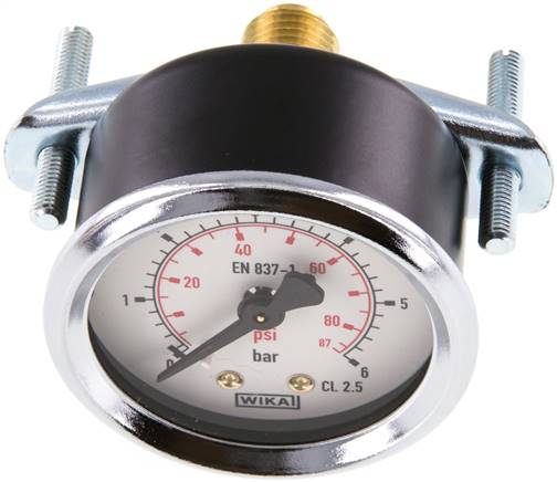 Einbaumanometer, 3-kant-Frontring, 50mm, 0 - 6 bar