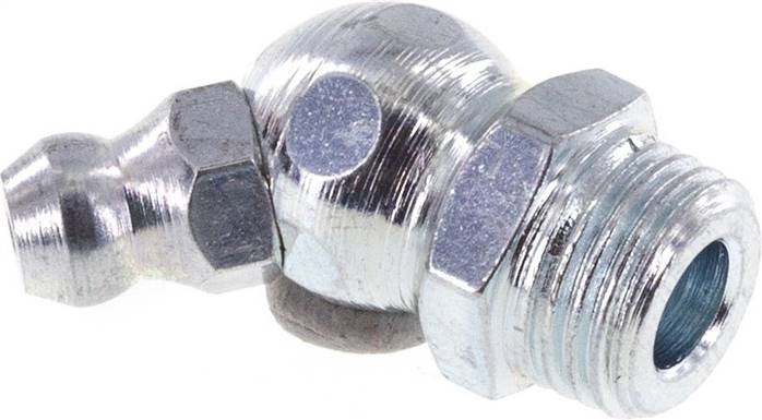 45° Kegelschmiernippel, M 10x1 (konisch), Stahl verzinkt (6-kant)