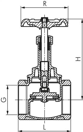 Muffen-Absperrventil, Rotguss/Messing, G 2-1/2", PN 16