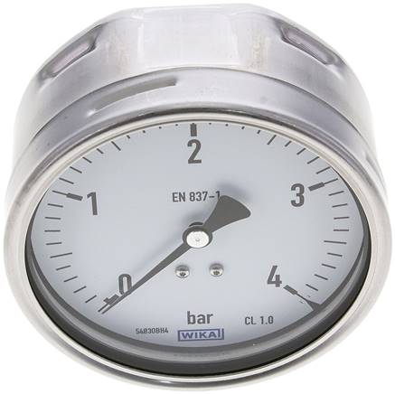 Manometer waagerecht (CrNi/Ms), 100mm, 0 - 4 bar