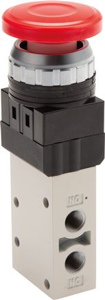 3/2-Wege Ventil G 1/8", Pilztaster grün