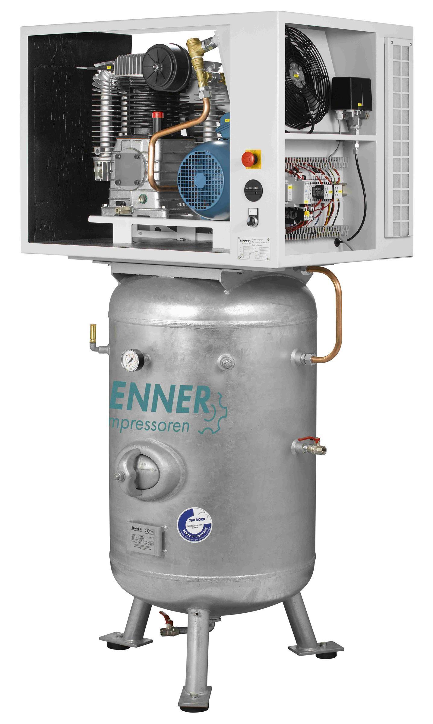 RENNER RIKO 960/270 ST-S Industrie-Kolbenkompressor 10bar - Behälter, Schalldämmhaube