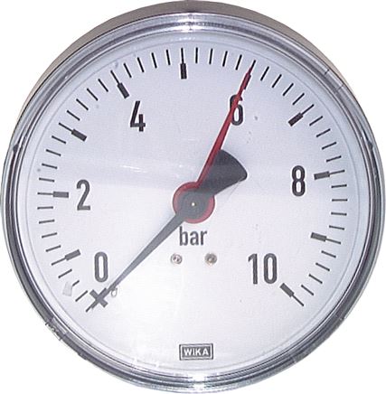 Manometer waagerecht, 100mm, 0 - 10 bar