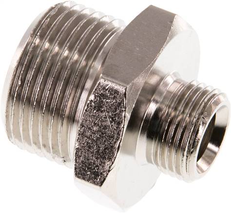Doppelnippel G 3/4"-G 3/8", Messing vernickelt