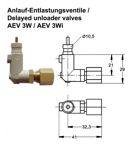 Kunststoff-Anlauf-Entlastungsventil (90°) für Condor Druckschalter MDR 3 201137
