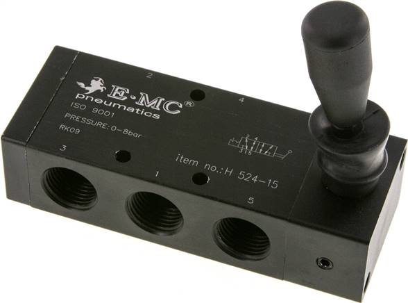 5/2-Wege Handhebelventil, Raste, G 1/2"