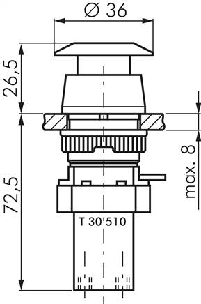 5/2-Wege Pilztaster-Ventil, schwarz (22,5mm), M5