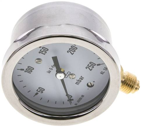 Manometer senkrecht 63mm, 0 - 250 mbar, G 1/4"