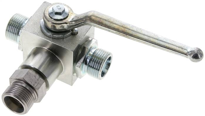 Hochdruck-3-Wege Kugelhahn, T-Bohrung, 14 S (M22x1,5), 0 bis 500bar