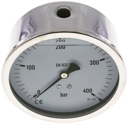 Glycerin-Manometer waagerecht (CrNi/Ms),100mm, 0 - 400bar -Eco-Line