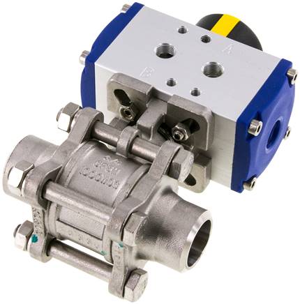 Pneumat. Edelstahl-Kugelhahn, 26,9mm, doppeltwirkend