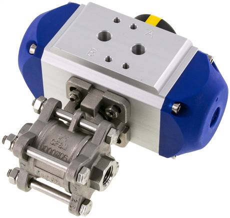 Pneumat. Edelstahl-Kugelhahn, G 1/4", Feder-schließend