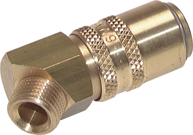 45°-Temperier-Schnellkupplung 13mm Zapfen,G 3/8"(AG), Messing, mit Entriegelungssicherung