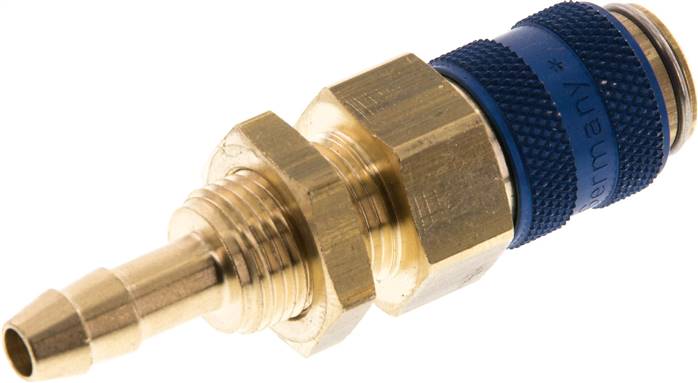 Schott-Schnellkupplung (NW5) 6 (1/4")mm Schlauch, Messing, blau