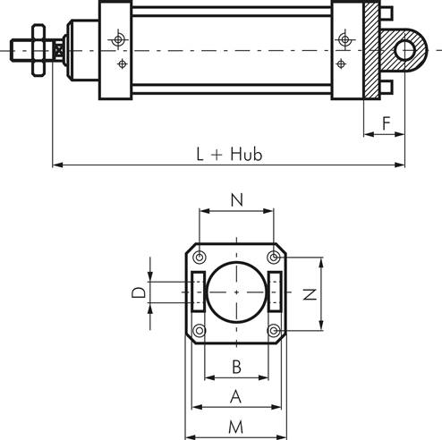 ISO 15552-Gabelschwenkbefestigung 40 mm, Aluminium mit Buchse