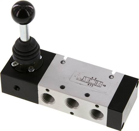 5/3-Wege Handhebelventil, G 1/4", Mittelstellung geschlossen, Raste, XMV 2320