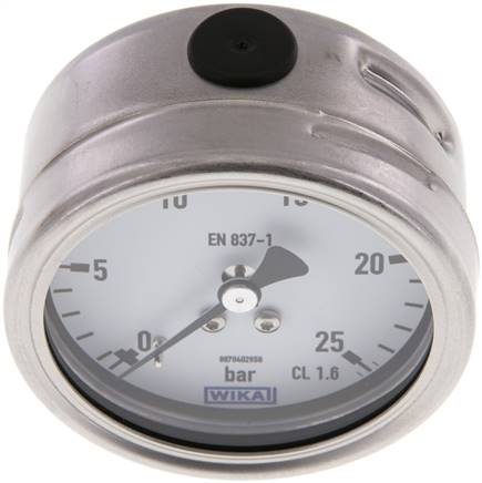 Chemie-Manometer waagerecht, 63mm, 0 - 25 bar