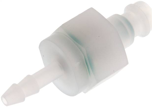 Kupplungsstecker (NW5) 4mm Schlauch, PVDF, beidseitig absperrend