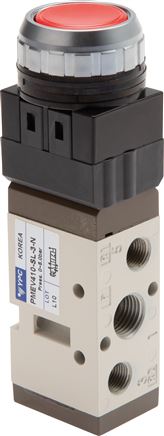 5/2-Wege Ventil G 1/4" (Abluft G 1/8"), Drucktaster grün