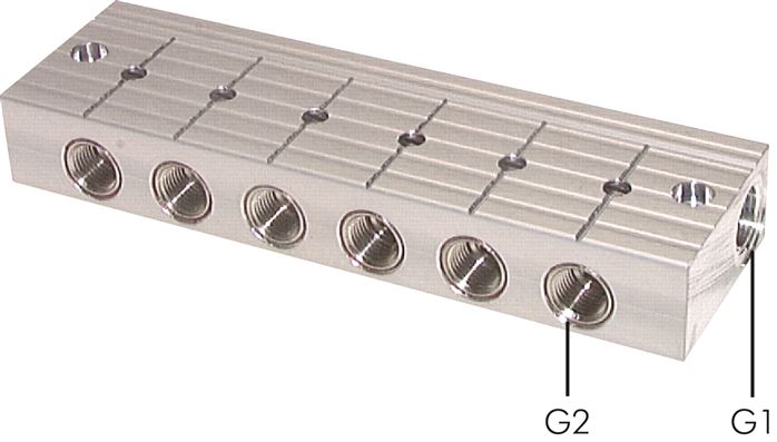 Verteilerleiste m. Kugelhähnen 2 x G 3/8"-6 x G 1/4"