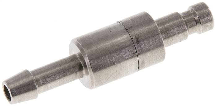 Kupplungsstecker (NW2,7) 4mm Schlauch, Edelstahl, beidseitig absperrend