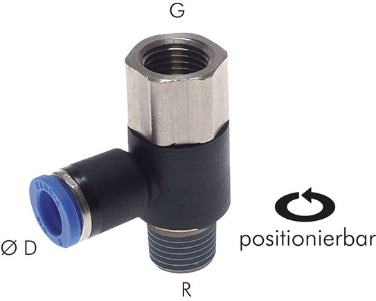 Winkel-Steckanschluss, I/A R 1/8"-4mm, IQS-Standard