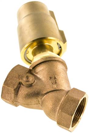 Schrägsitzventil Messing, G 1-1/4", geschlossen, Standard, bis 10 bar
