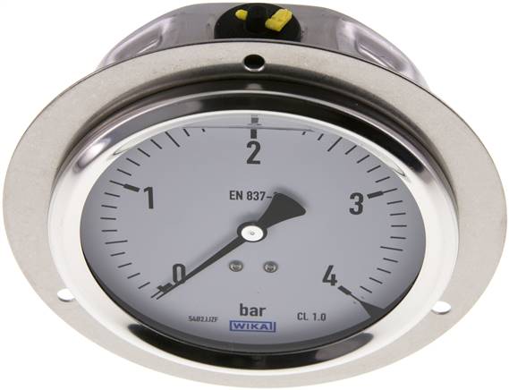 Glycerin-Einbaumanometer,Frontring, 100mm, 0 - 4 bar