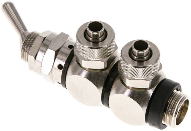 4/2-Wege Kipphebelventil 8 x 6 mm (außen x innen) / G 1/4" (AG)