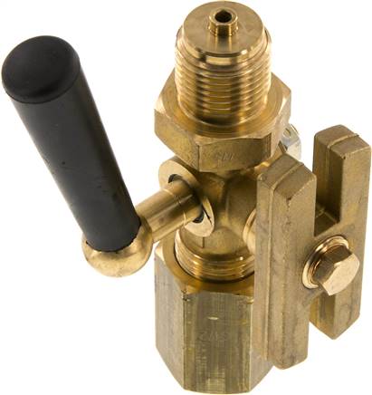 Manometer-Absperrhahn G 1/2" Spannmuffe - Zapfen, Messing, Prüfanschluss 	60 x 25 x 10