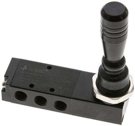 5/3-Wege Handhebelventil, G 1/8", Mittelstellung geschlossen, Federrückstellung