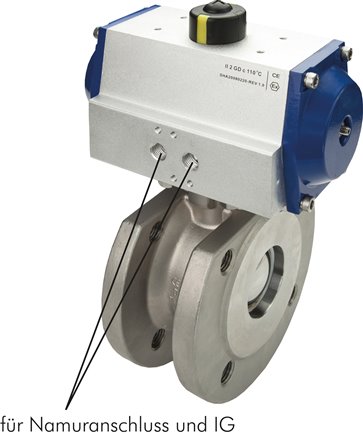 Pneum. Kompaktflanschkugelh., DN100-PN16 (DIN/EN), Feder-schließend, Edelstahl