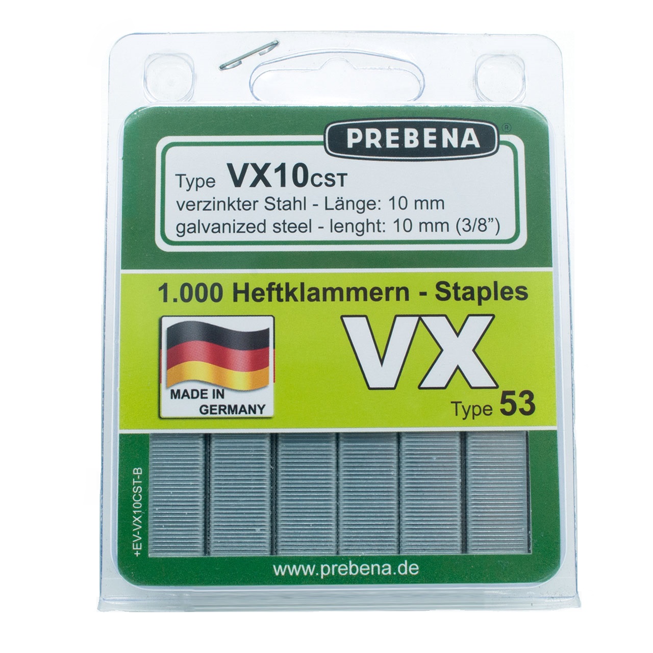 Prebena Heftklammern im Blister VX10CST-B verzinkter Stahl