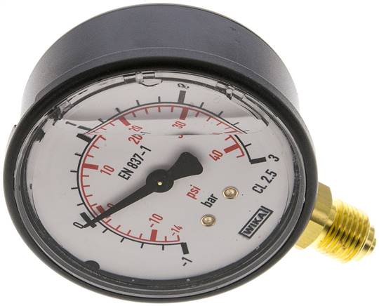 Glycerin-Manometer senkrecht (KU/Ms), 63mm, -1 bis 3 bar