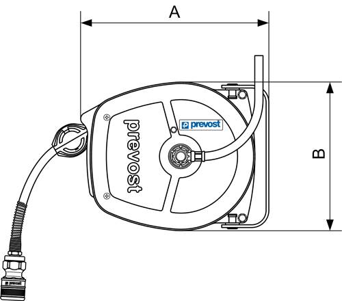 Prevost Schlauchaufroller 5 m für Wasser, Edelstahl, PU-Schlauch Ether DSFI0805LS