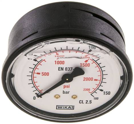 Glycerin-Manometer waagerecht (KU/Ms), 63mm, 0 - 160 bar