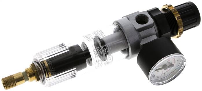 Mini-Filterregler G 1/4", 0,5 - 10 bar, Kondensatablass automatisch